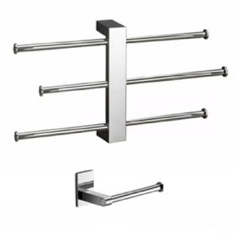 Adjustable Towel Rack And Toilet Roll Holder Set
